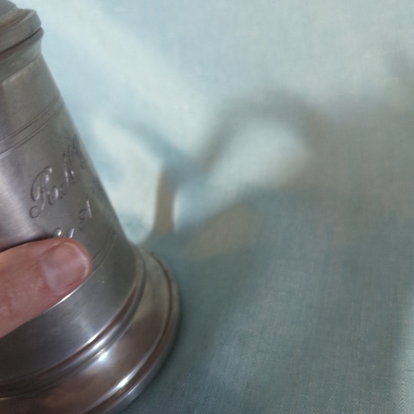 Vintage 1943 Pewter Glass Bottom Mug Stein With Hinged Lid - Picture 3 of 10